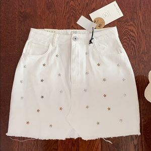 White Denim Star Skirt